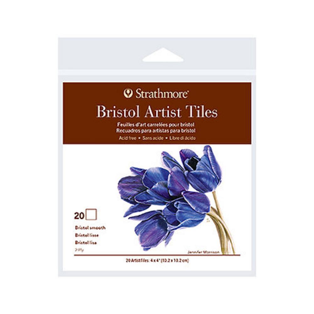 Strathmore, Origami, Papers & Kits, Art & School, 4"x4", Blank, Artist Tiles, Plate Bristol, 10 Count, Cello Pack, 790661